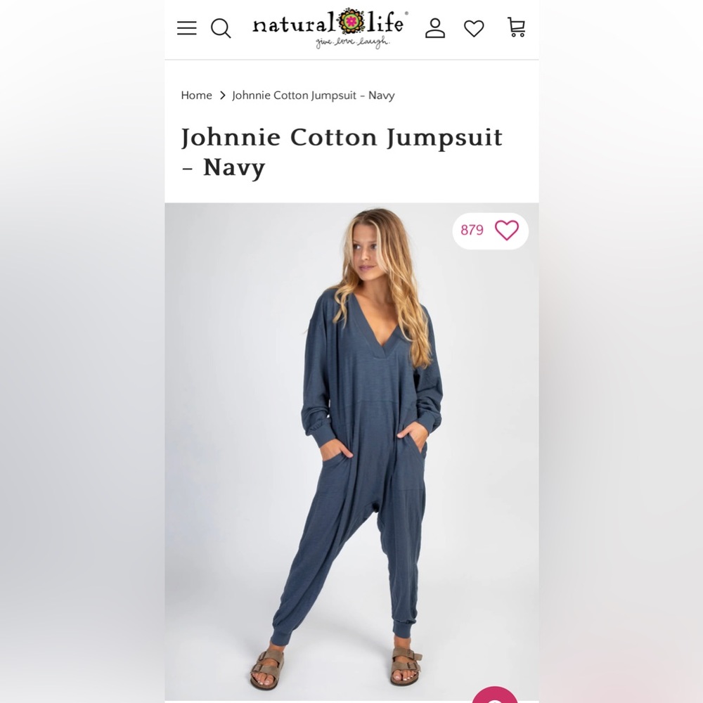 Natural Life long sleeve jumpsuit “Navy” Small NWT